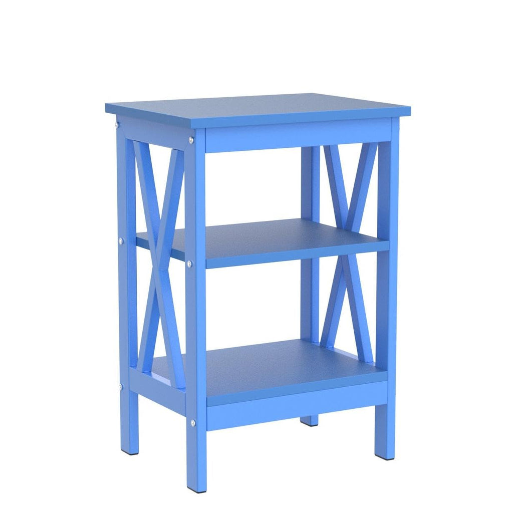 Vecelo Side/End Table With Storage Shelf Nightstands For Children'S Living Room Bedroom Office, Set Of 2, Dark Blue