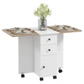 Tekavo Sora Foldable Dining Table With Storage Drawer Cabinet | Folding Space Saving Dining Table 4 Seater I Movable Table With
