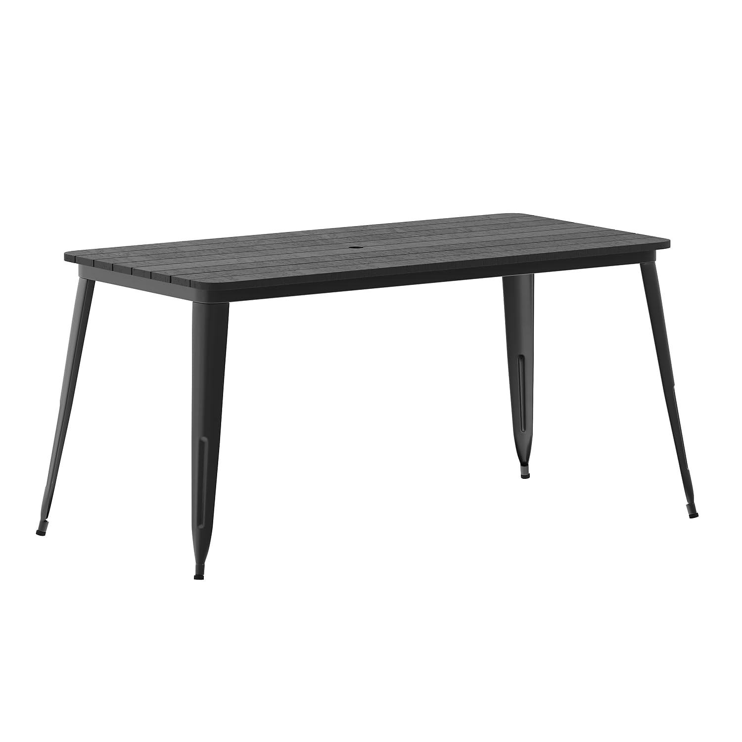 Contemporary 30 x 60 Commercial Dining Table for 6 with Umbrella Hole
