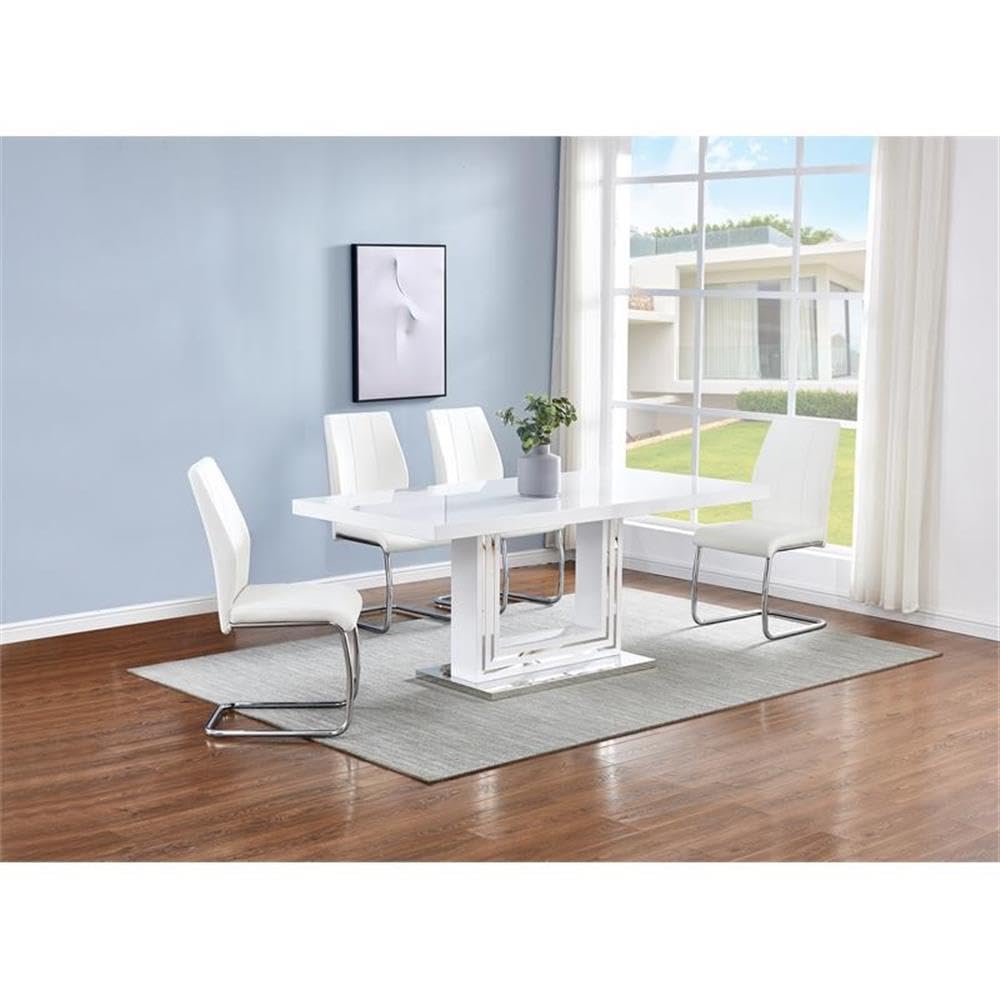 Best Master Furniture Upholstered Contemporary Faux Leather Side Chairs (Set of 2) White