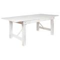 Flash Furniture HERCULES Series 7 x 40 Rectangular Antique Rustic White Solid Pine Folding Farm Table