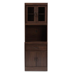 Baxton Studio Laurana 23.62-inch W Kitchen Storage Cabinet and Hutch, Walnut Brown (147-8318-HiT)