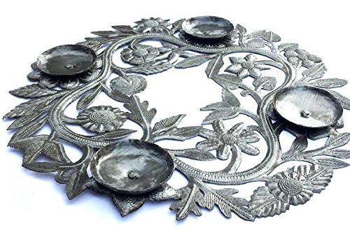 Advent Wreath, Or Centerpiece For The Holiday'S, Metal Art Haiti, Family Dining Decor, Handmade, Quality Craftsmanship, Fair Tra