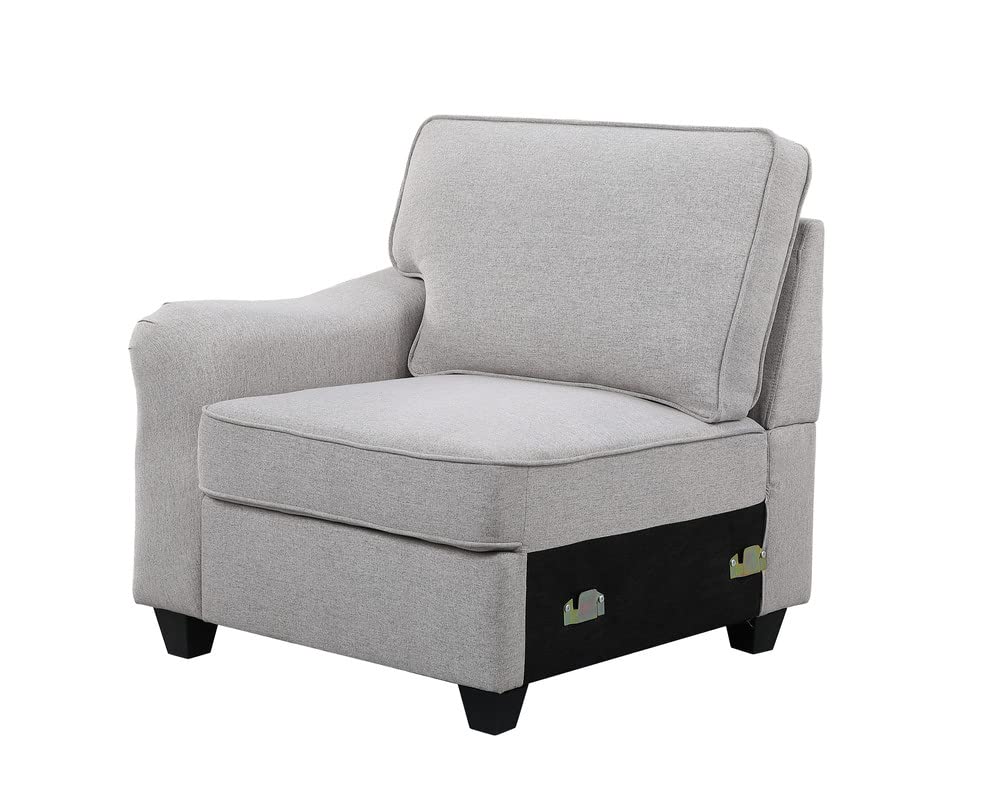 Lilola Home 7 Piece Modular L-Shape Sectional Sofa with Ottoman, Light Gray