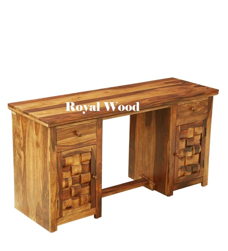 Royal Wood Sheesham Wood Study Table For Adults & Students With Shelf And Drawer Storage Writing Computer Desk Table, Wood Table