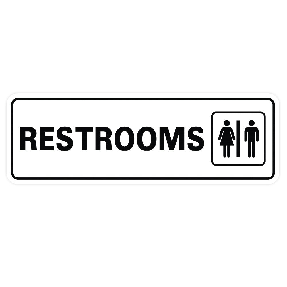 Standard Restrooms Sign - White - Small