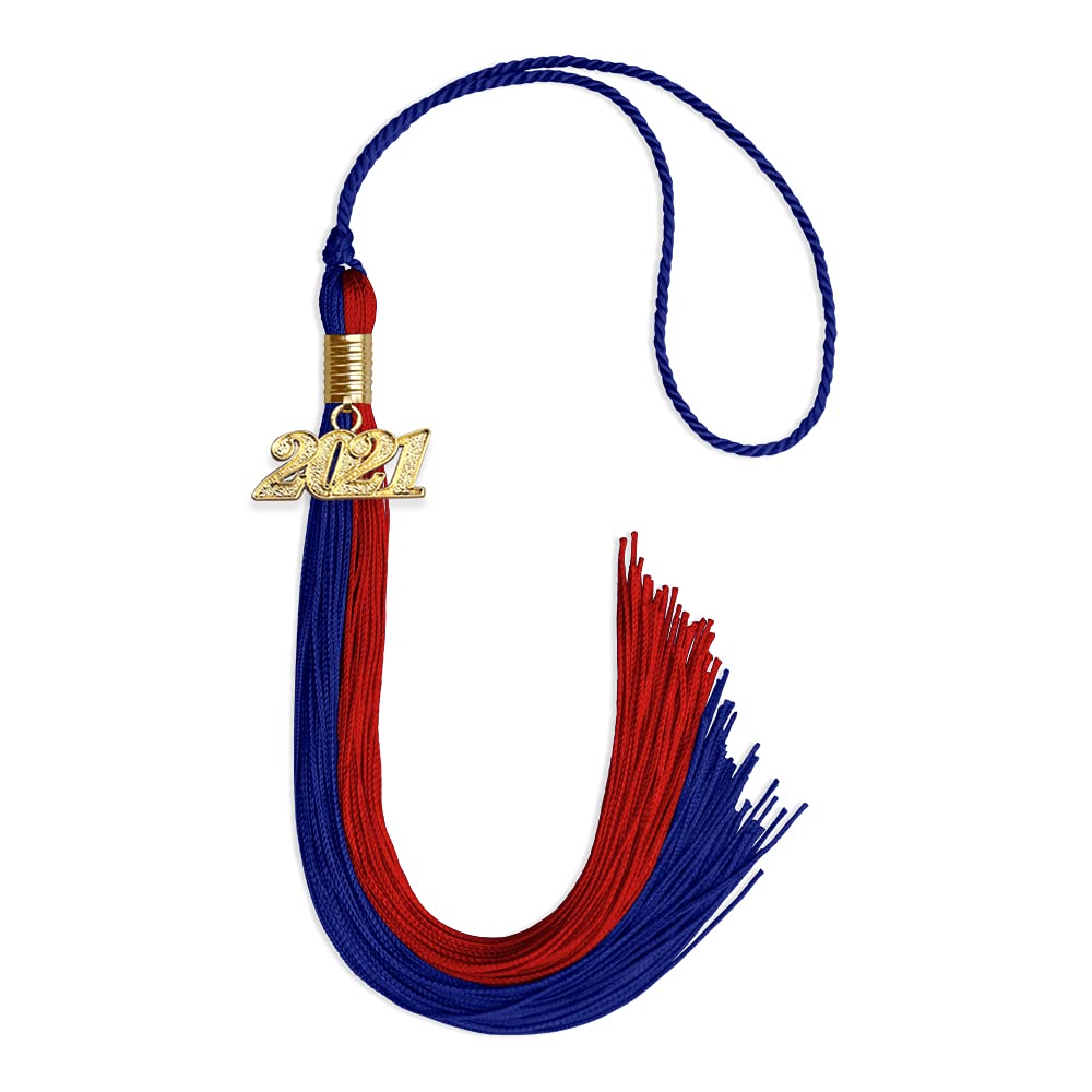 Endea Graduation Double Color Tassel with Gold Date Drop (Royal Blue/Red, 2021)