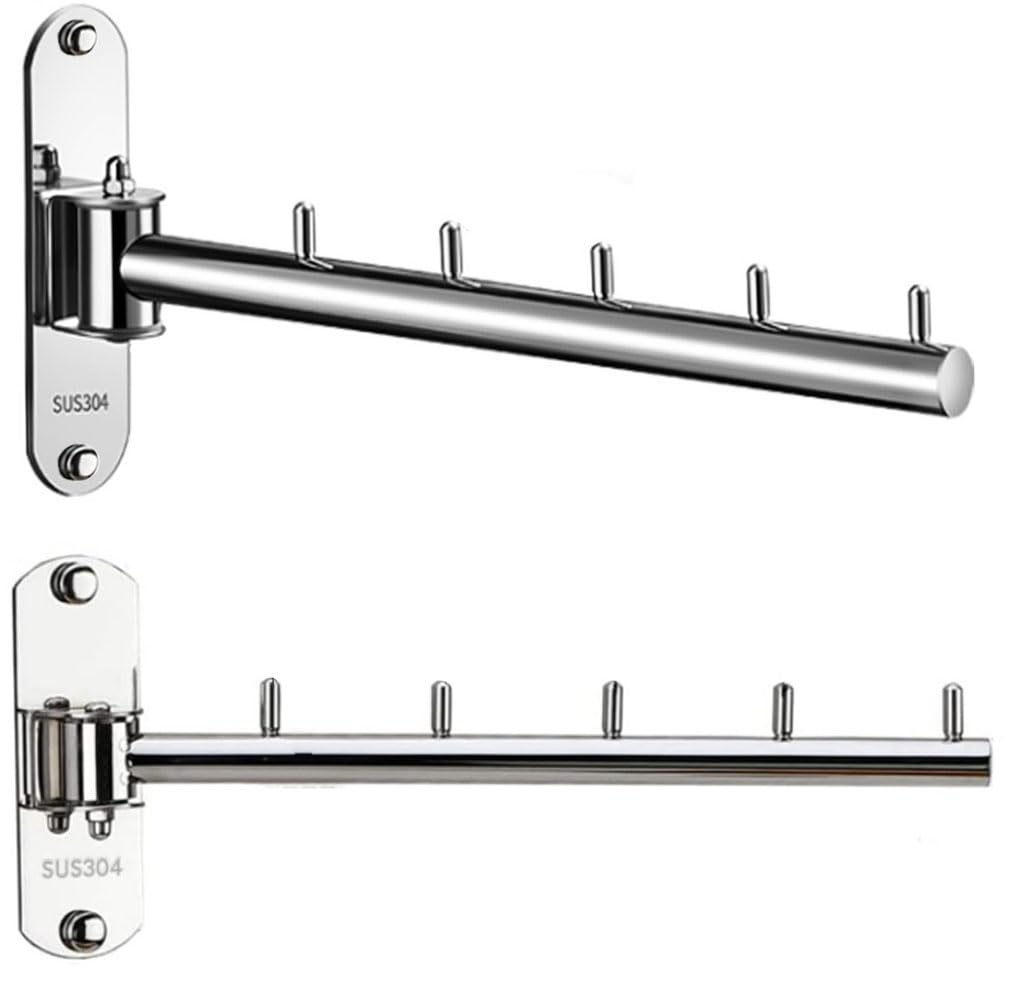Votmores Foldable Wall Mounted Clothes Hanger Racks, Clothes Drying Rack Swing Arm for Laundry Room, Space Saving Clothes Hooks 