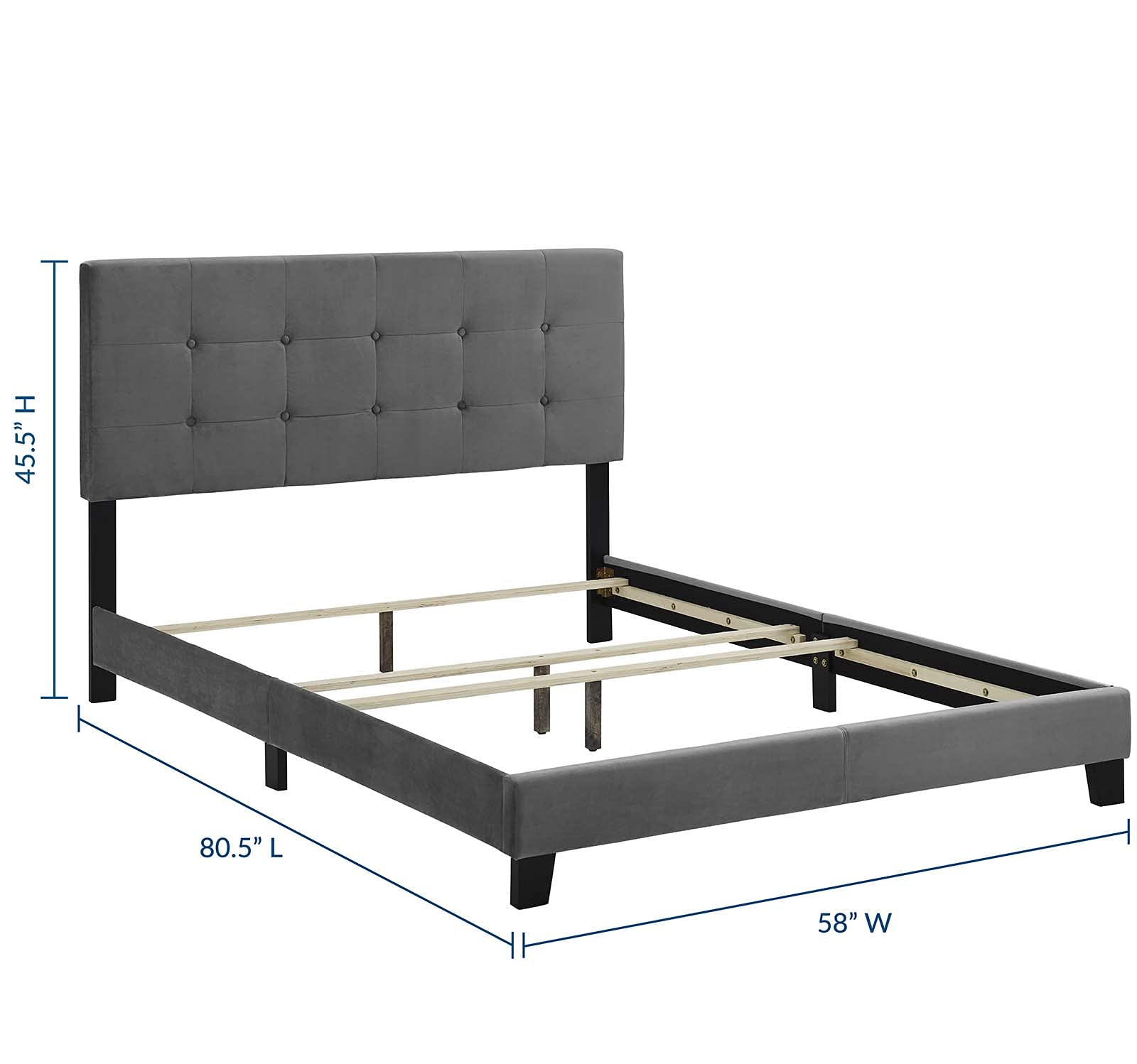 Modway Amira Tufted Performance Velvet Upholstered Full Bed In Gray