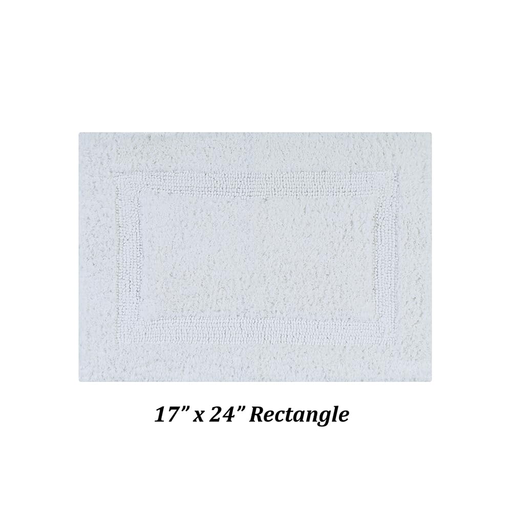 Better Trends 100% Cotton Lux Collection Bath Mats, White Bath Mat - Tufted, Reversible & Absorbent & Machine Washable Bath Mats
