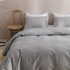 Clothknow Grey Comforter Sets Light Grey Bedding Comforter Set Twin Boys Men Comforter Solid Silver Gray Comforter 3Pcs Gray Bed
