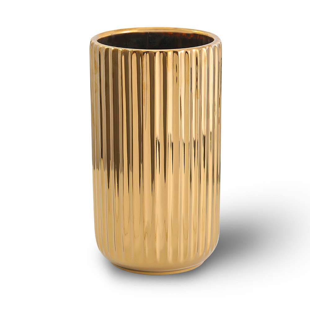 8.6 inch Gold Ceramic Flower Vase Home Decor Vase and Table Centerpieces Vase - Ideal Gifts for Friends and Family, Christmas, W