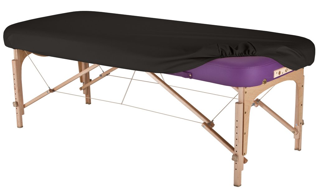 EARTHLITE Massage Table Protection Cover - 100% PU, Fitted Sheet, Fits Round & Square Corners (28-32), Black