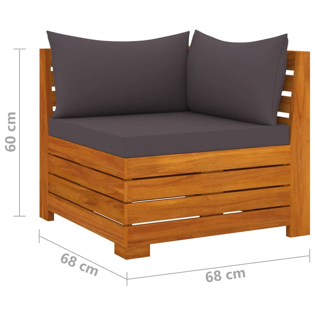 vidaXL Solid Acacia Wood 4-Seater Patio Sofa with Cushions Outdoor Garden Terrace Yard Wooden Seat Seating Sitting Chair Sofa Furniture