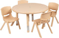 33 Round Natural Plastic Height Adjustable Activity Table Set with 4 Chairs