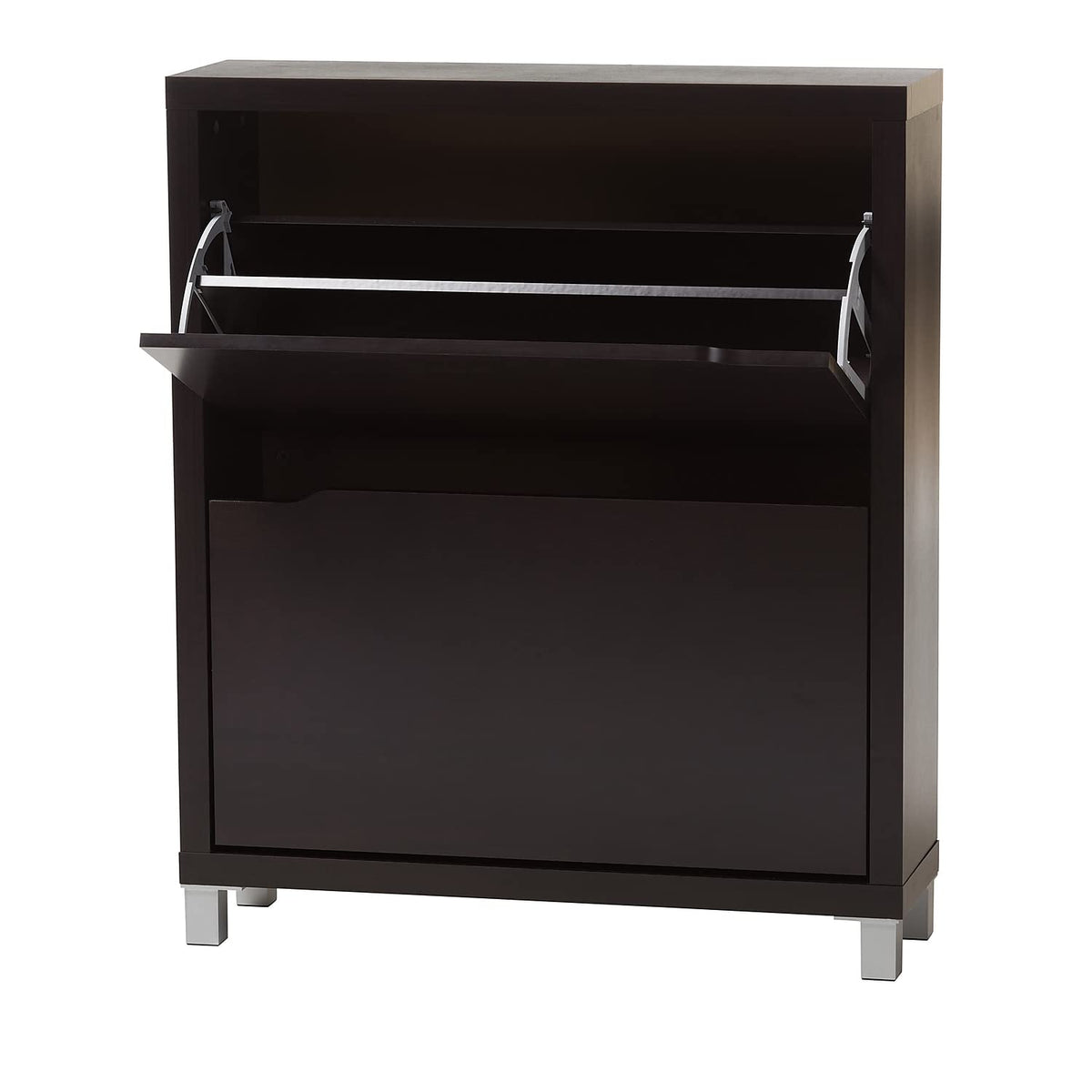 Baxton Studio Simms Modern Shoe Cabinet, Dark Brown