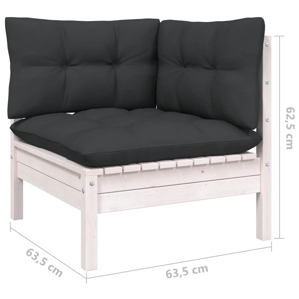vidaXL Solid Pinewood Patio Lounge Set 6 Piece with Cushions Garden Outdoor Lawn Yard Terrace Balcony Wooden Seat Seating Furniture White