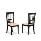 East West Furniture Suni5-Bch-C 5 Piece Dining Set Includes A Round Dining Room Table With Dropleaf & Shelves And 4 Linen Fabric Upholstered Chairs, 42X42 Inch, Black & Cherry