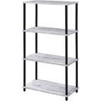 Acme Nypho 4 Wooden Shelves Rectangular Bookshelf In Antique White And Black