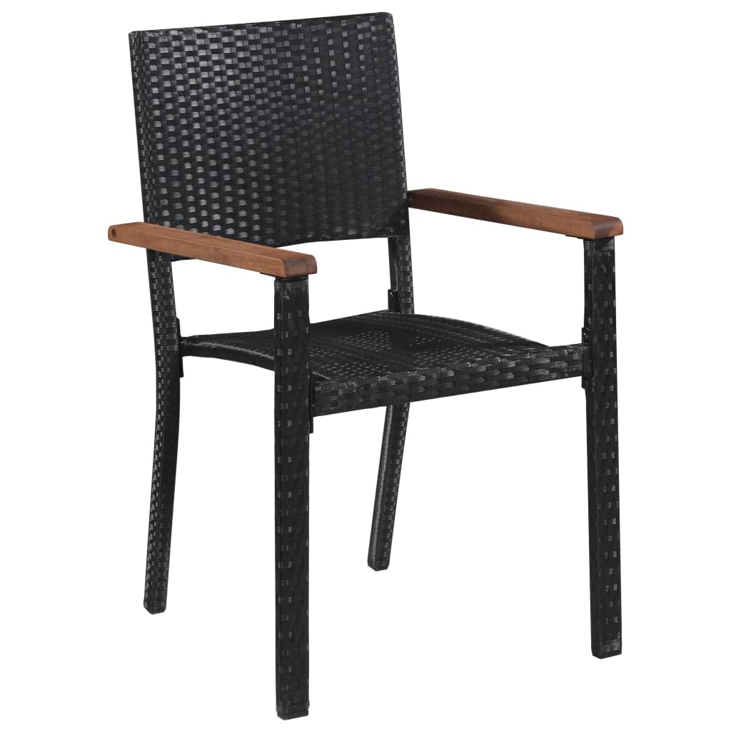 vidaXL 7 Piece Outdoor Dining Set | Black Patio Furniture | Table and Chairs | PE Rattan | Solid Acacia Wood | Powder-Coated Steel Frame | Smooth Glass Tabletop