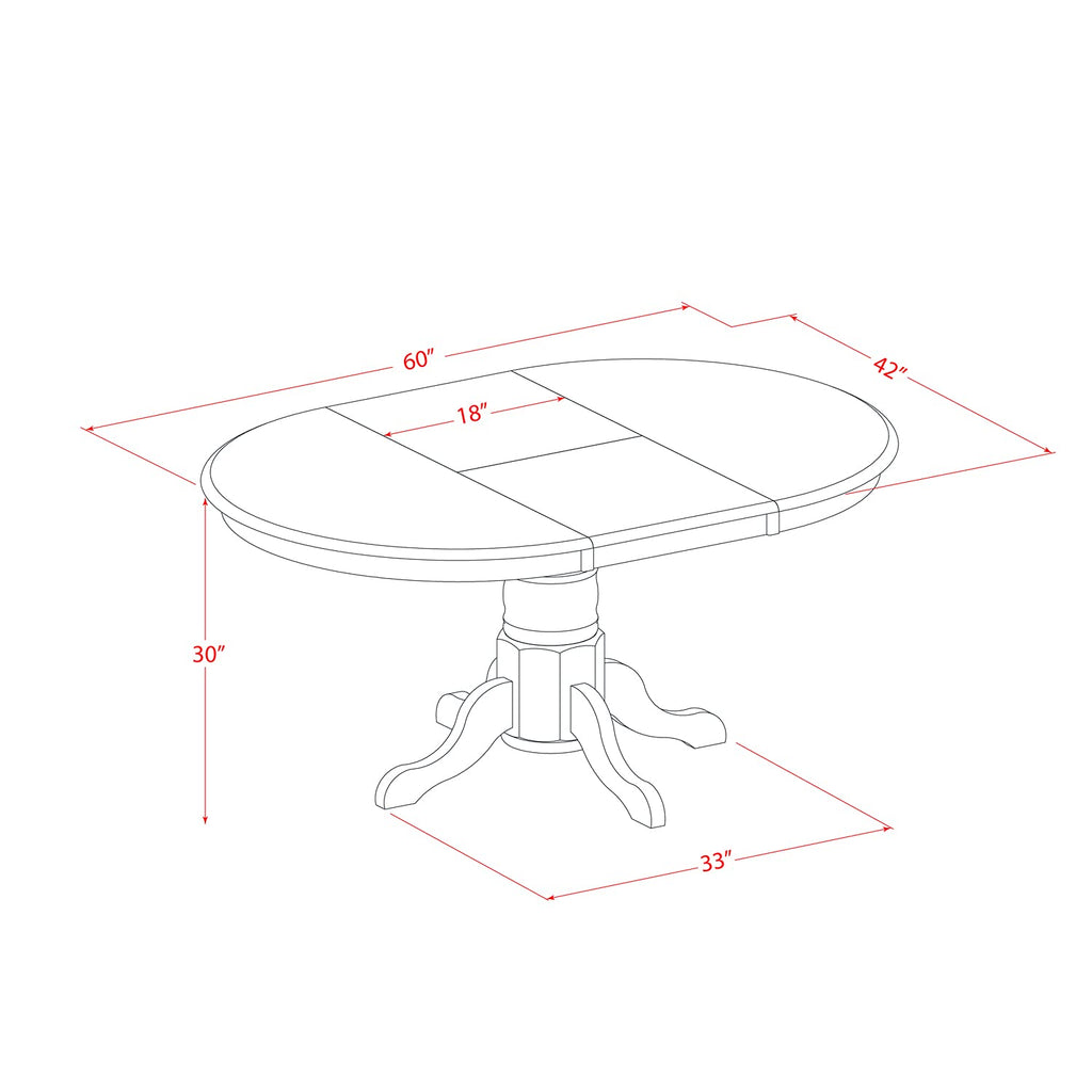 East West Furniture Avdo7-Bch-W 7 Piece Dining Room Table Set Consist Of An Oval Kitchen Table With Butterfly Leaf And 6 Dining Chairs, 42X60 Inch, Black & Cherry