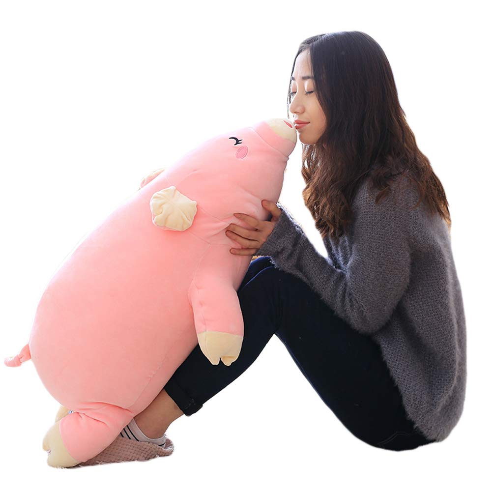 EHOTONG Pig Plush Pillow, Piggy Soft Hugging Pillow Funny Cute Pig Stuffed Animal Toys Christmas Birthday Girlfriend Gift, 27 in