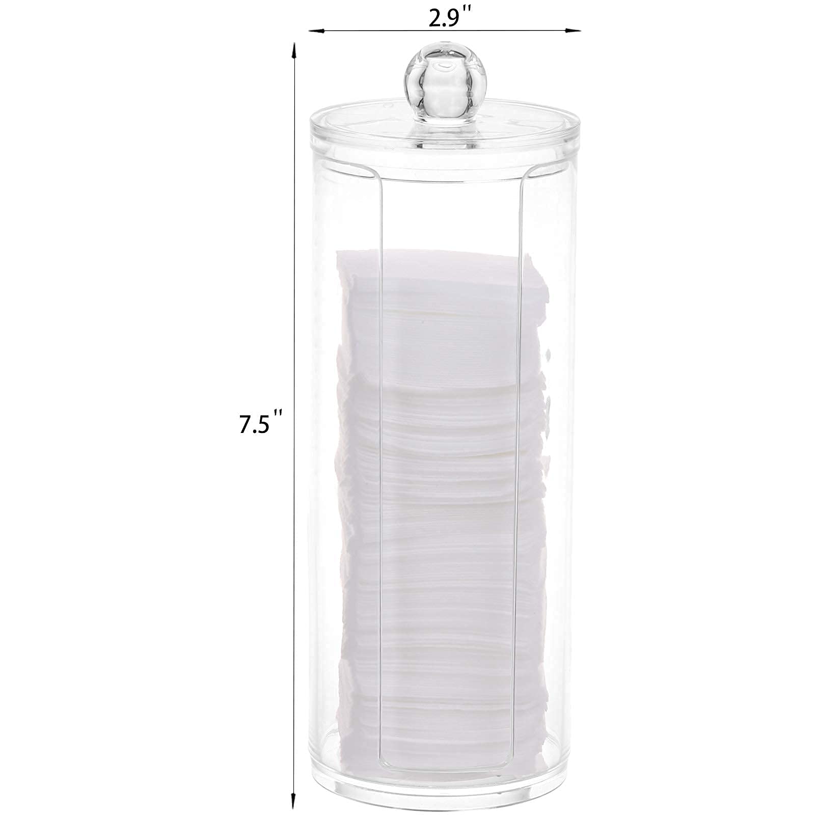 Tecbeauty Cotton Pad Holder Makeup Pads Cotton Swab Dispenser For Bathroom Storage,Clear, Acrylic, 2.9X7.5 Inch