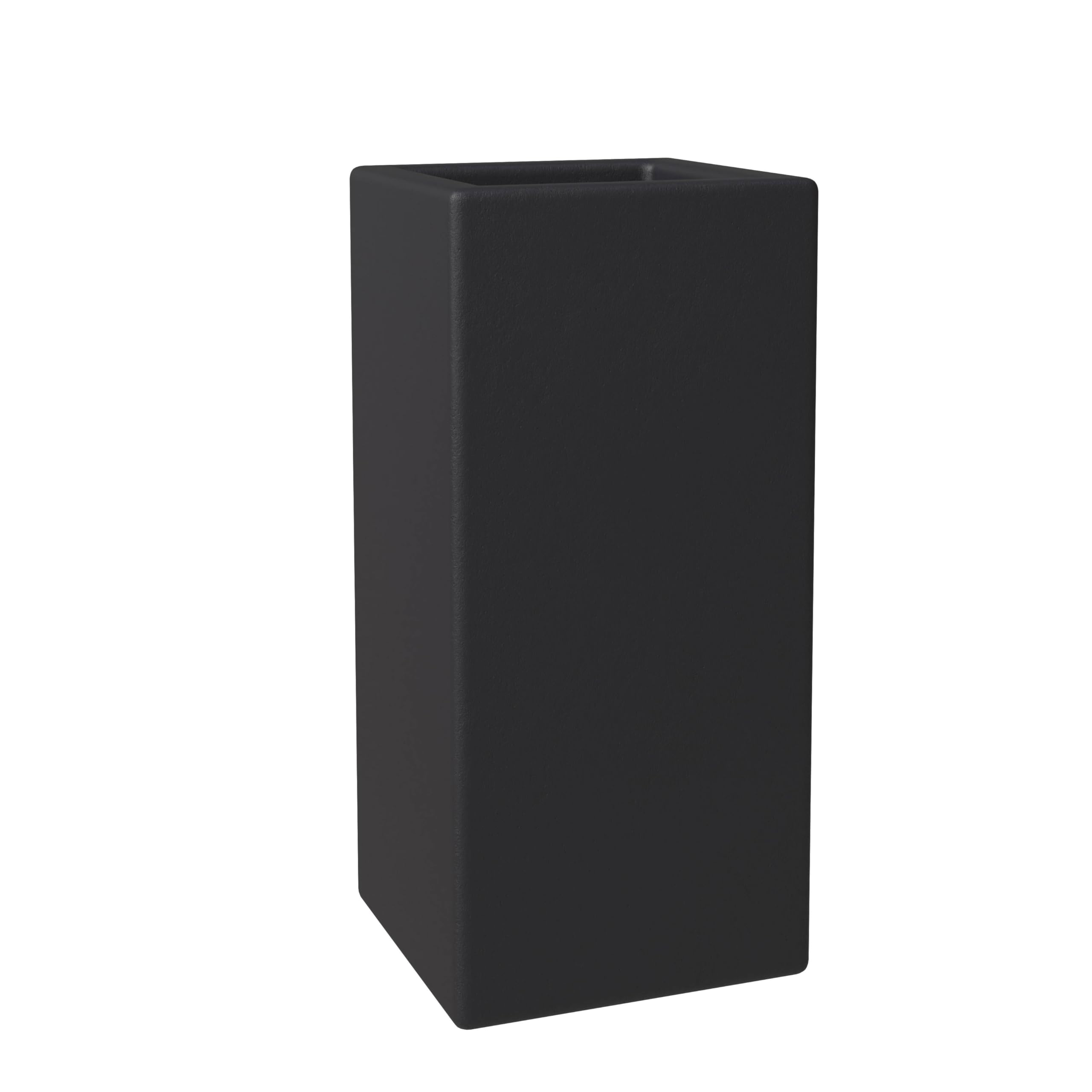 Terra Series Poly Stone Planter in Black 15 x 15 31.5 High
