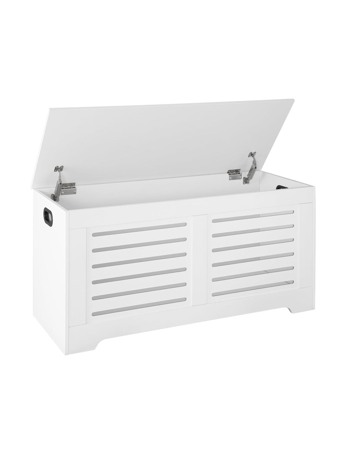 Dinzi Lvj Storage Chest, 39.4”Wooden Toy Box With 2 Safety Hinges, Retro Entryway Shoe Storage Bench With Flip-Top, Sturdy Large Storage Trunk For Living Room, Bedroom, Easy Assembly, White