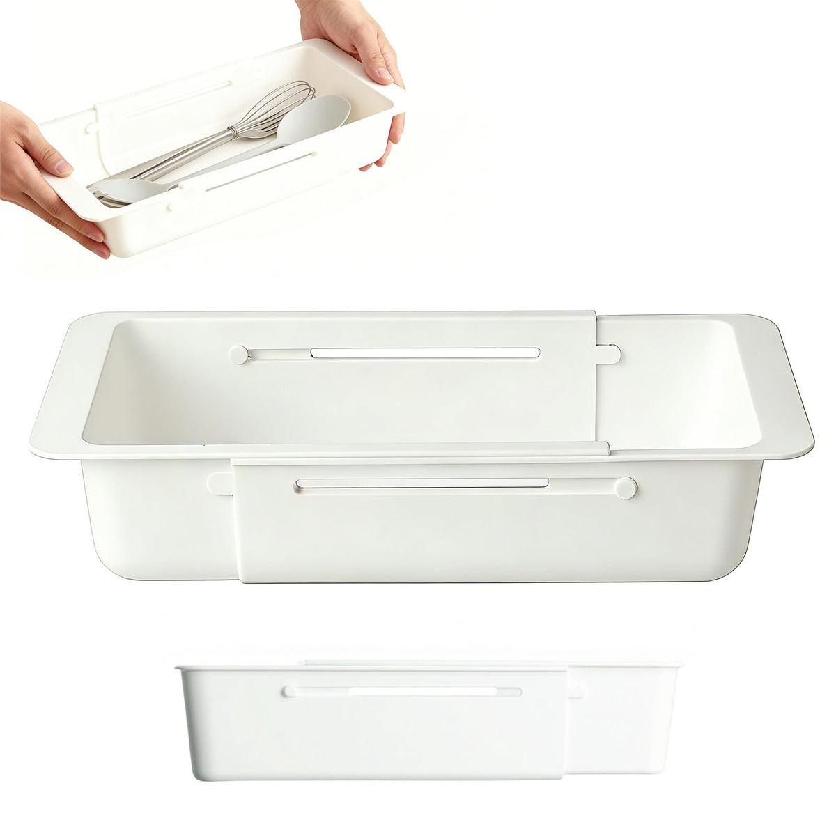 Cxomnndiw 2 Pack Expandable Deep Drawer Organizer for Kitchen, Ideal as Cutlery Drawer Organizer. Sliding, Adjustable, 12.417.7