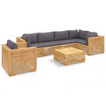 vidaXL Solid Teak Wood Patio Lounge Set with Cushions - 7 Piece Outdoor Furniture Set - Includes Sofa, Chairs, and Table - Easy 