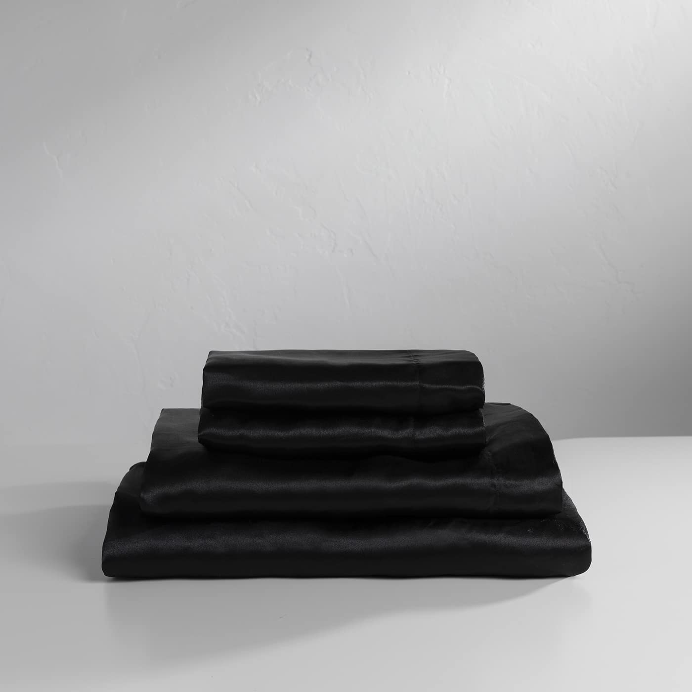 Baltic Linen Satin Luxury Sheet Set Cal King Black 4-Piece Set