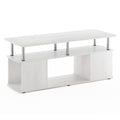 Furinno Jaya Stand For Tvs Up To 50 Inch With Open Storage, 18.9&Quot;D X 47.2&Quot;W X 20.12&Quot;H, White Oak/Stainless Steel Tube