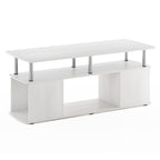 Furinno Jaya Stand For Tvs Up To 50 Inch With Open Storage, 18.9&Quot;D X 47.2&Quot;W X 20.12&Quot;H, White Oak/Stainless Steel Tube