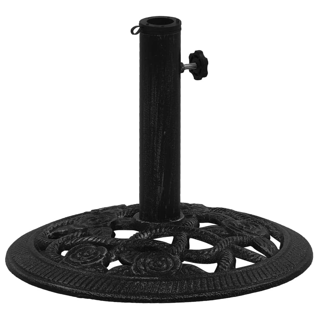 vidaXL Cast Iron Umbrella Base - Sturdy and Secure Stand for Garden/Outdoor Umbrella, Black, 15.7 Diameter, Decorative Floral De