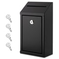 Eienhoshi Metal Donation Box With Lock, Wall Mounted, Suggestion Box With 4 Iron Keys, Black, Cash Drop Box With Slot, 1-Pack