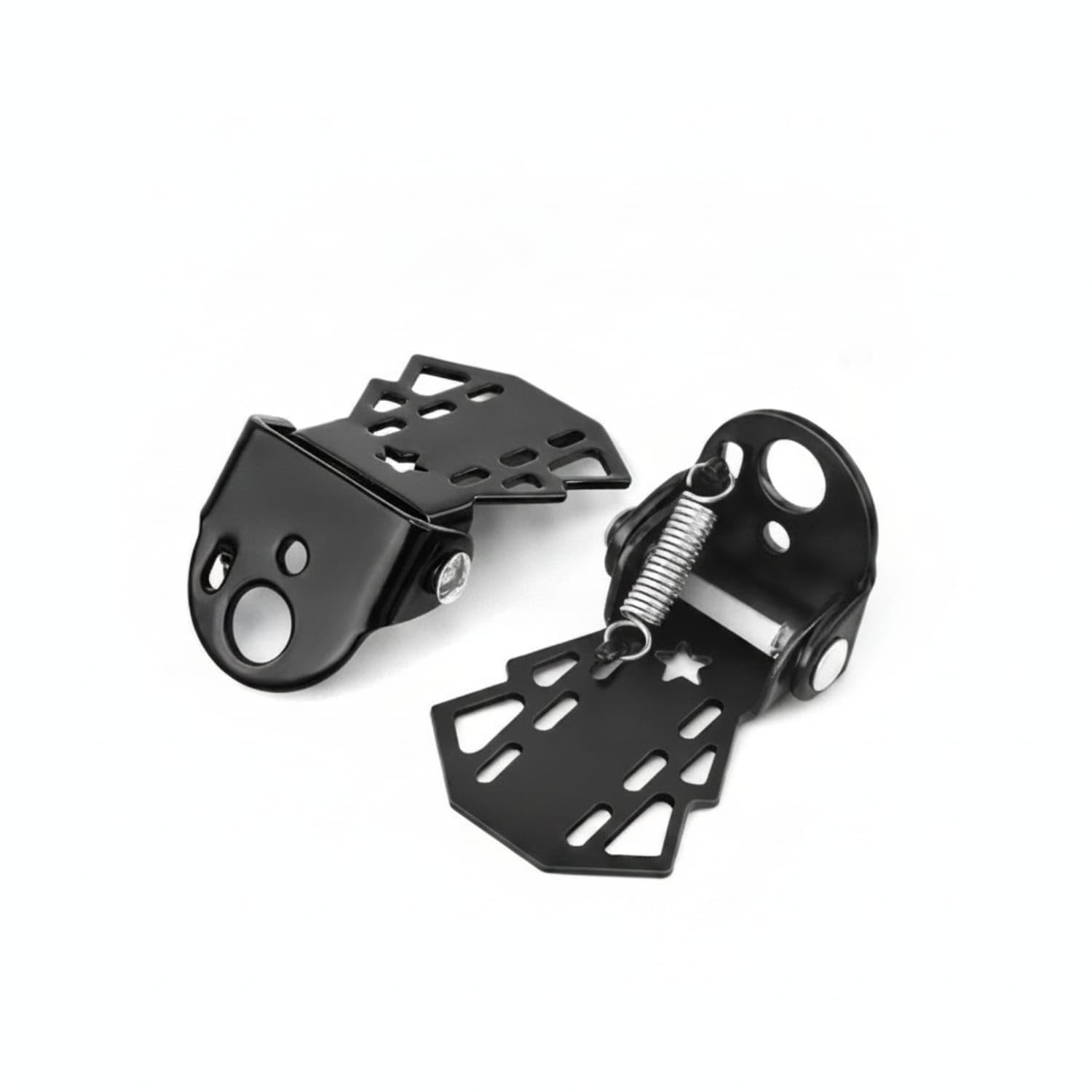 Ujeavette SpringLoaded Rear Passenger Footrest Perforated Rear Foot Peg Metal Passenger Footrest, Black
