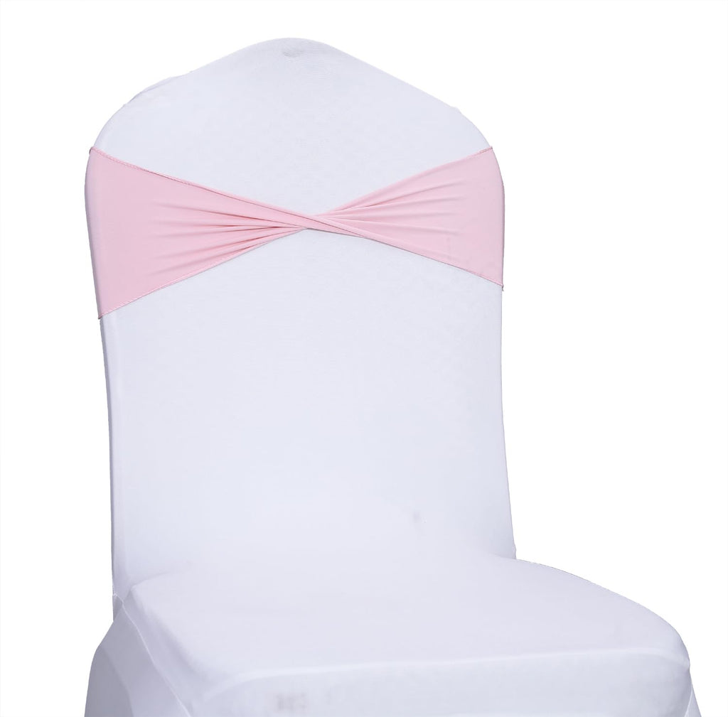 Mds Pack Of 25 Spandex Chair Sashes Bow Sash Elastic Chair Bands Ties Without Buckle For Wedding And Events Decoration Spandex Slider Sashes Bow - Blush Pink