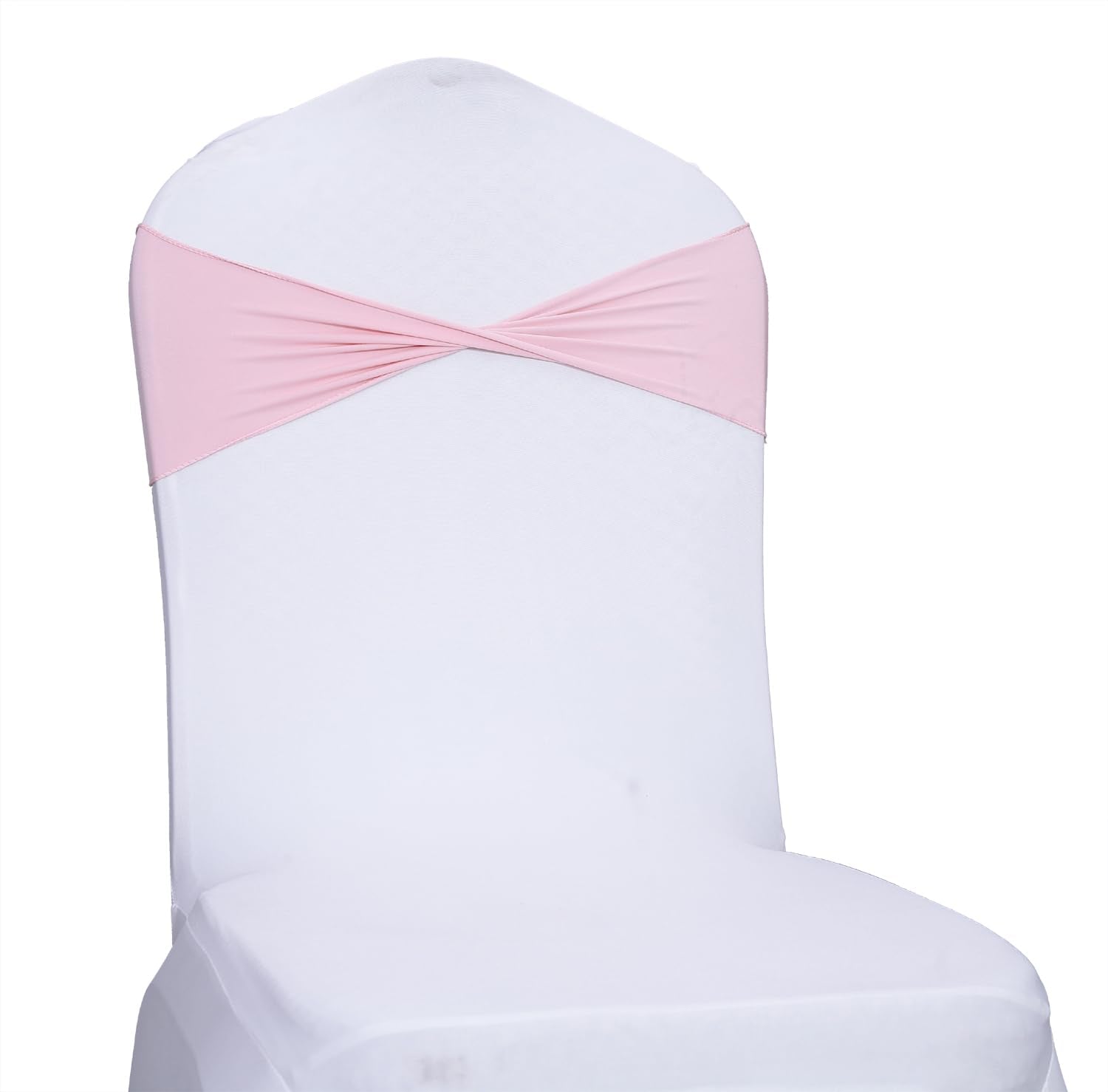 Mds Pack Of 25 Spandex Chair Sashes Bow Sash Elastic Chair Bands Ties Without Buckle For Wedding And Events Decoration Spandex Slider Sashes Bow - Blush Pink