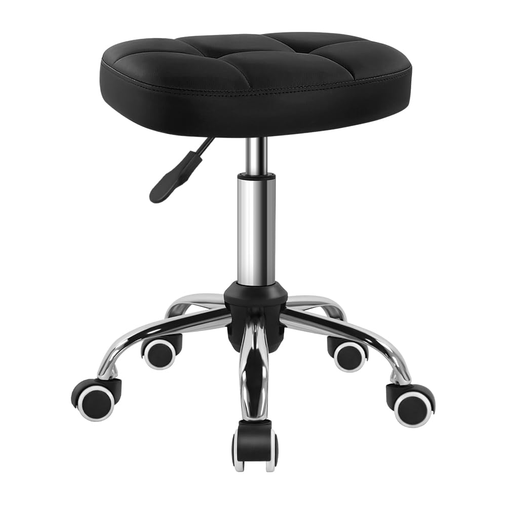 Black Minimalist Swivel Stool with Wheel Perfect for Work SPA Shop Massage Height-Adjustable and Cost-Effective Rolling Stool Ch