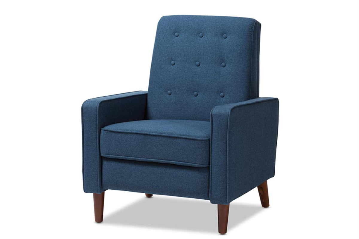 Baxton Studio Mathias Midcentury Modern Blue Fabric Upholstered Lounge Chair