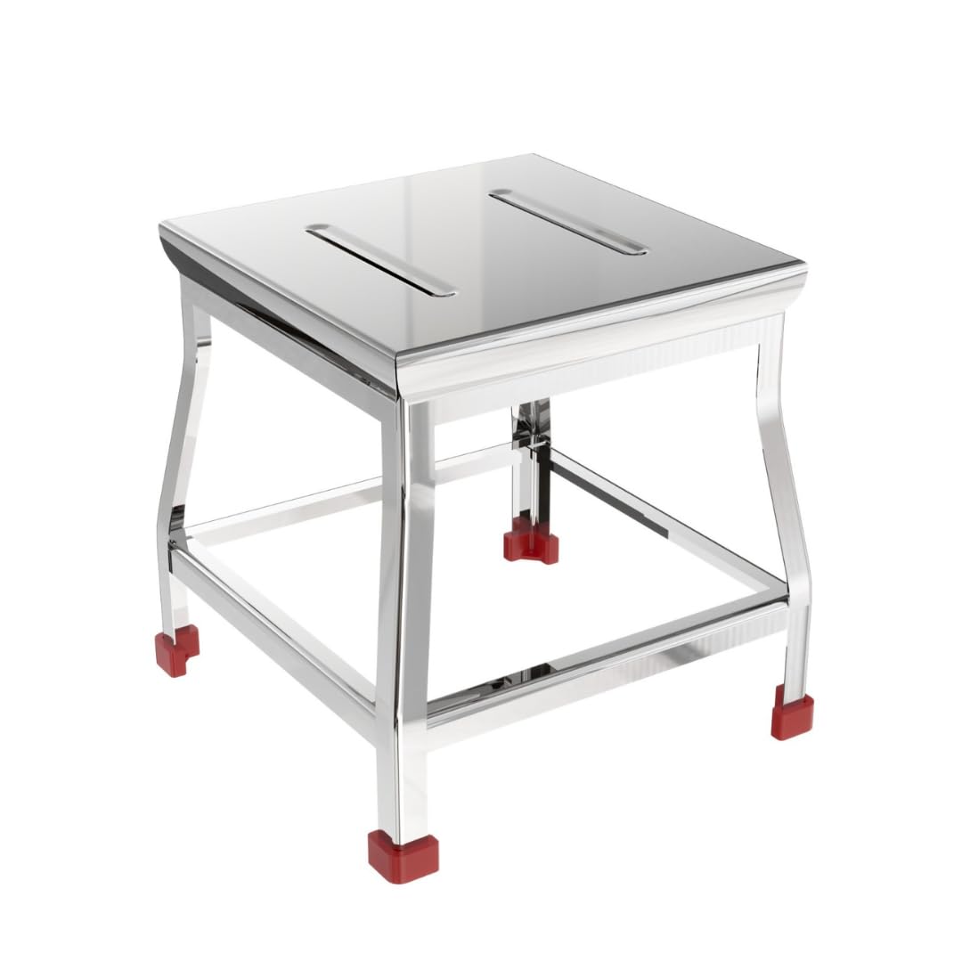 Dhiaan Stainless Steel Stool/Table 12 Inch (Height) Multipurpose Use