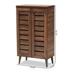 Baxton Studio Salma Modern and Contemporary Walnut Brown Finished Wood 2-Door Shoe Storage Cabinet