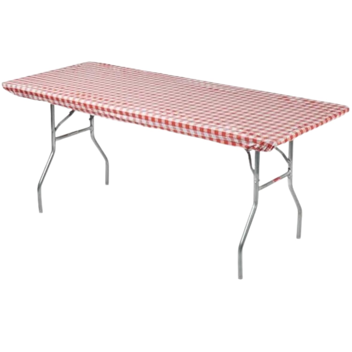 Kwik-Covers 8' Rectangle Plastic Table Covers 30' X 96', Bundle Of 5 (Red Gingham)