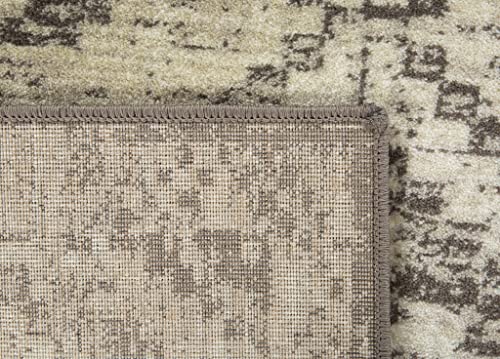 HomeRoots Grey Heat-Set Polypropelene 8’ x 11’ Gray Beige Distressed Diamond Area Rug