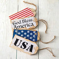 Set Of Four Patriotic Wooden Tags