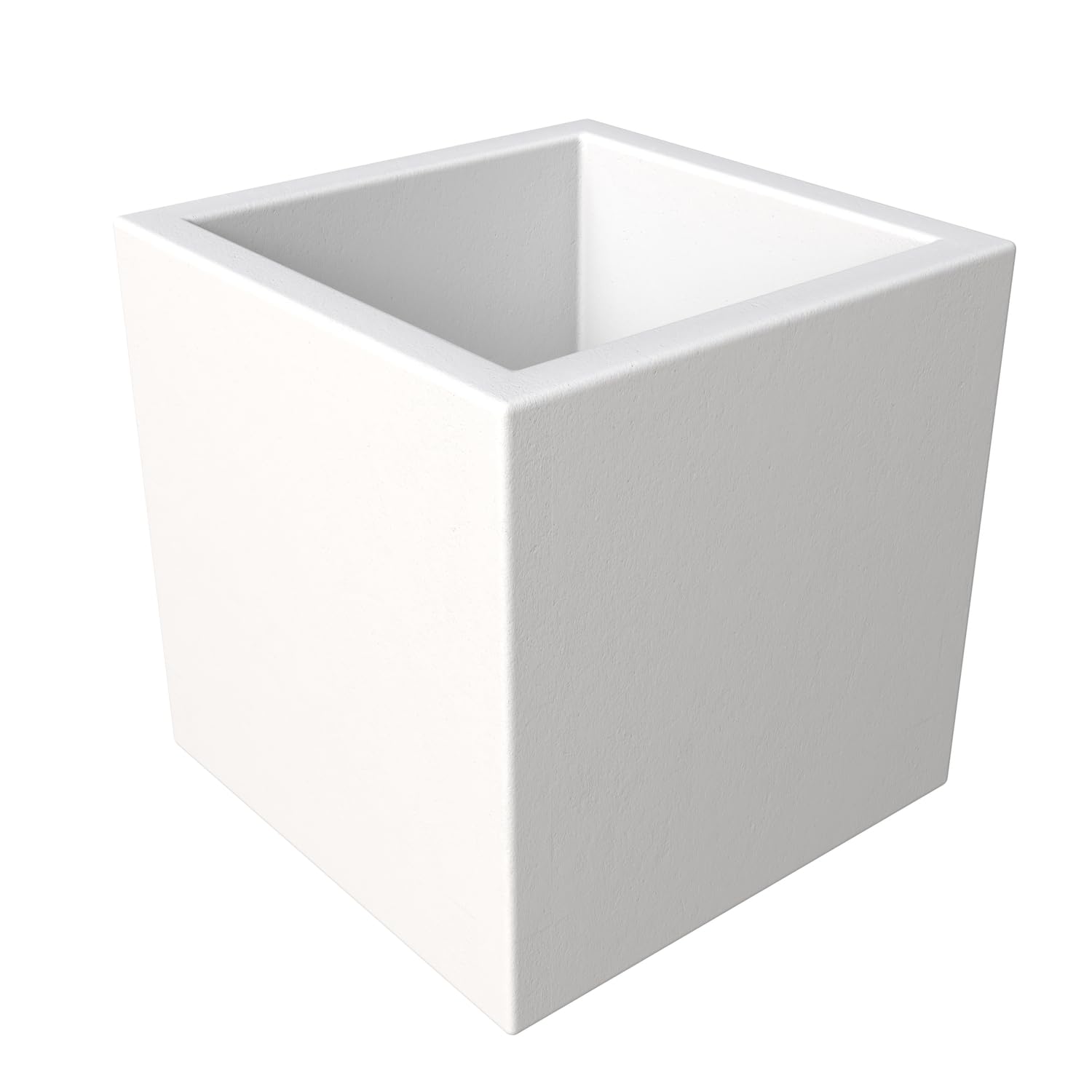 Fern Series Poly Stone Planter 12 Cube in White