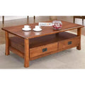 Royaloak Texas American Wooden Center Table For Living Room | Solid Wood | Bottom Shelf For Added Storage | Modern Design With D