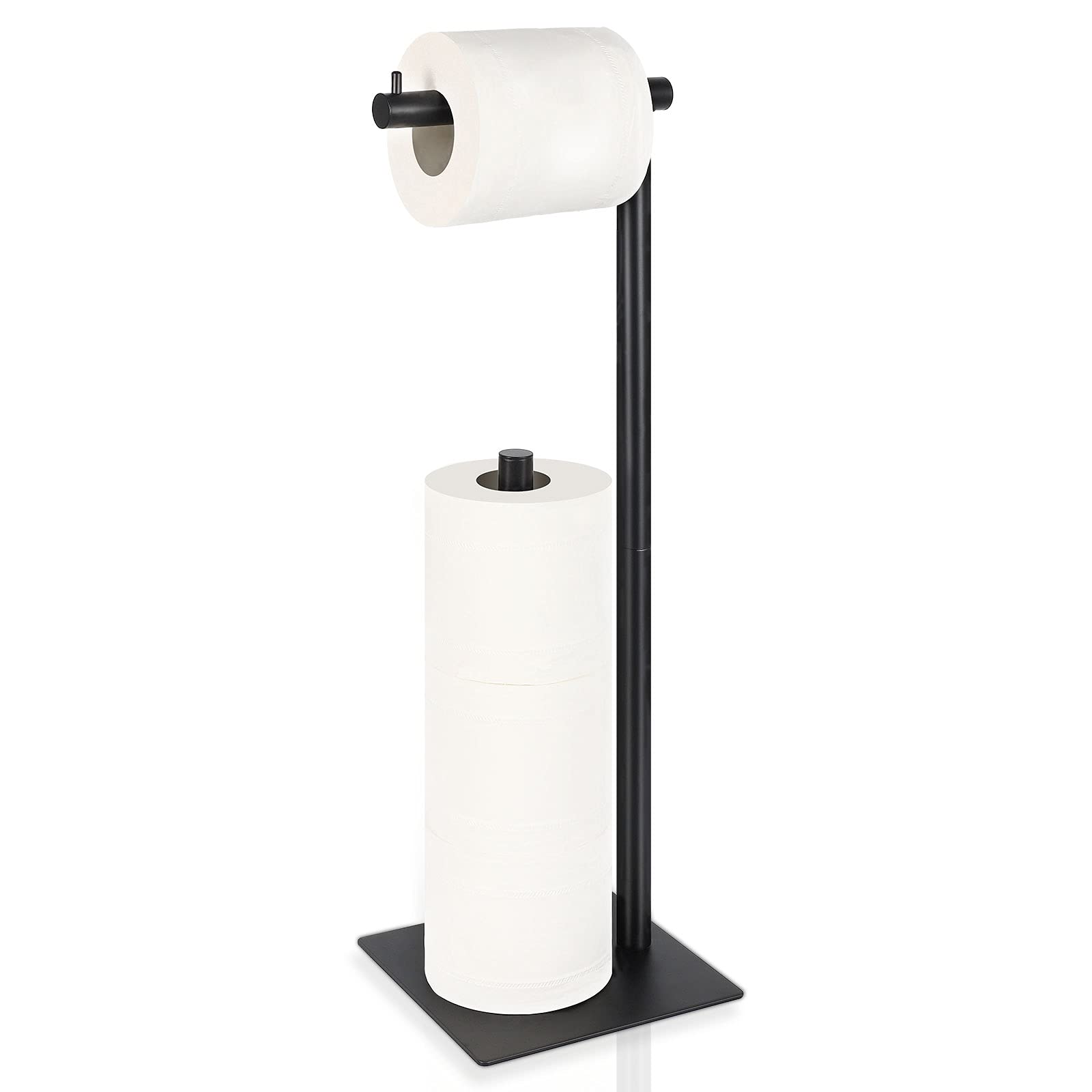 Toilet Paper Holder Stand Toilet Paper Roll Holder Stand Freestanding Black Toilet Paper Holder for Bathroom Toilet Tissue Stora
