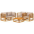 vidaXL 5 Piece Patio Lounge Set with Taupe Cushions Solid Wood